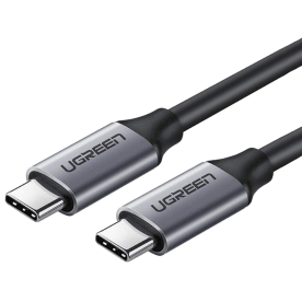 Кабель UGREEN US161 USB Type-C Male to USB Type-C 100W Male Cable Nickel Plating Aluminum Shell 3A 1.5m Gray 